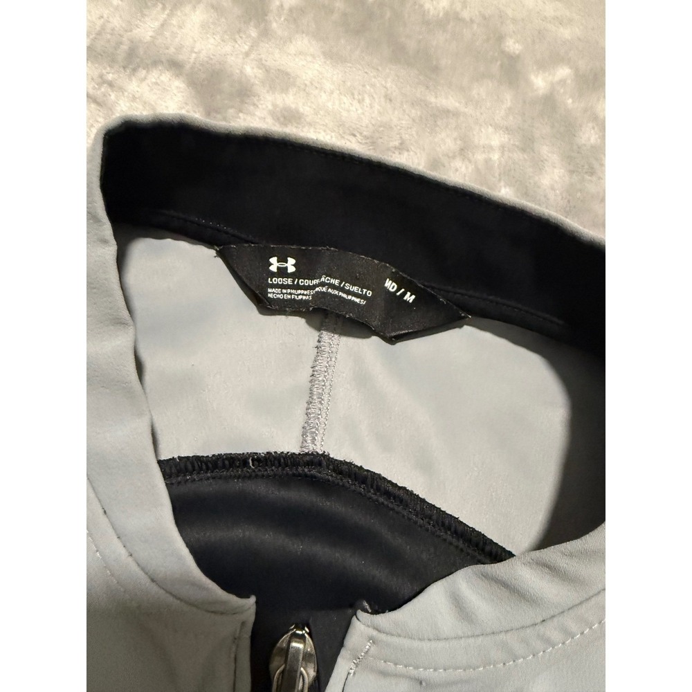 Under Armour Pullover Mens Medium Black Gray Bengals Baseball Windshirt 1/4 Zip - Picture 2 of 5
